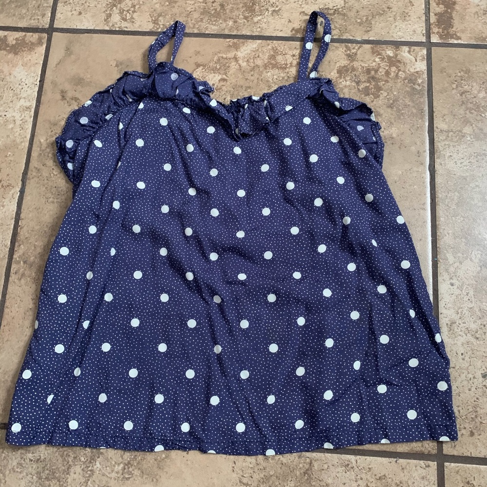 old navy blue polka dot tee size 14